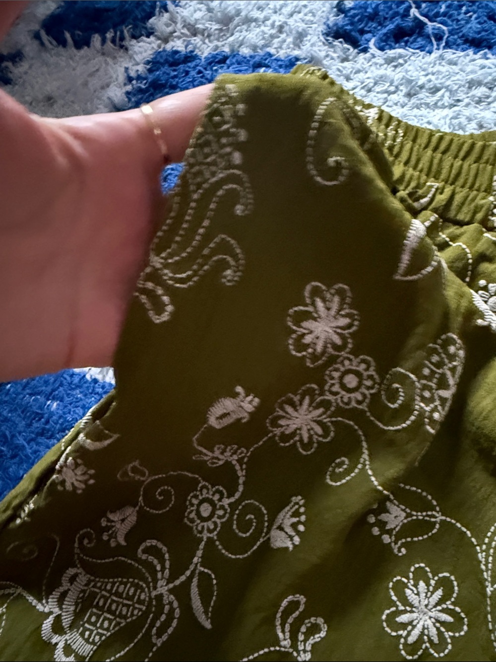 π NEW Rosie Wide Leg Green Paisley embroidery Print Pants - Picture 4 of 7